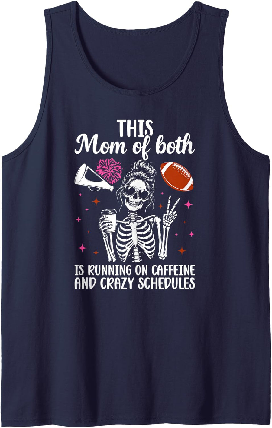 Mom of Both Funny Cheer and Football Mom Tank Top - Navy Blue