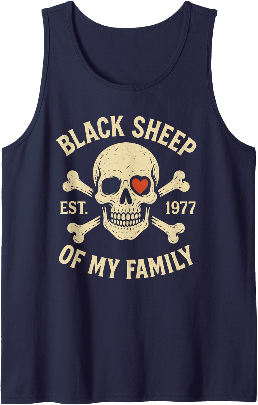 Black Sheep of My Family Est. 1977 Funny Gen X Birthday Tank Top - Navy Blue