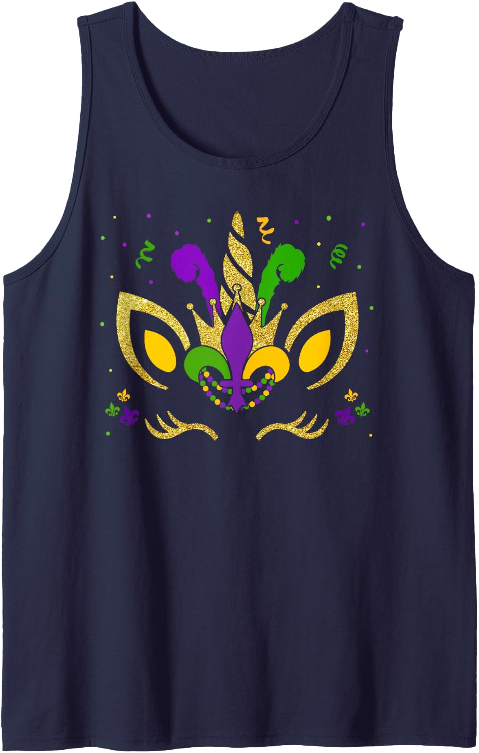 Mardi Gras Unicorn Party Costume Girl Kids Toddler Sleeveless Tank Top - Navy Blue