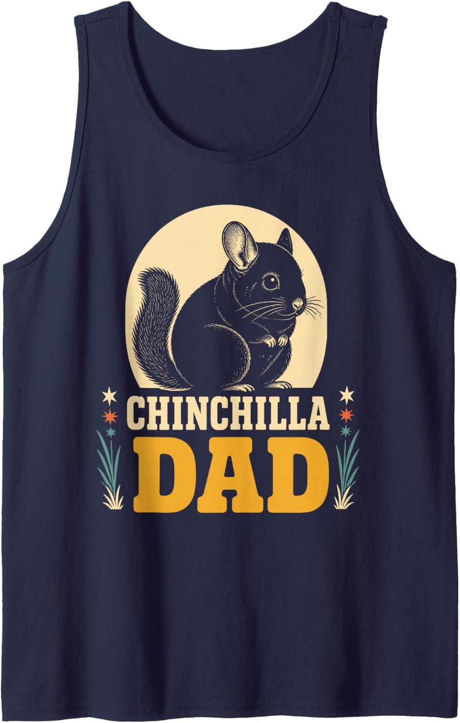 Chinchilla Dad Art for Men Boys Animal Owner Chinchilla Dad Sleeveless Tank Top - Navy Blue