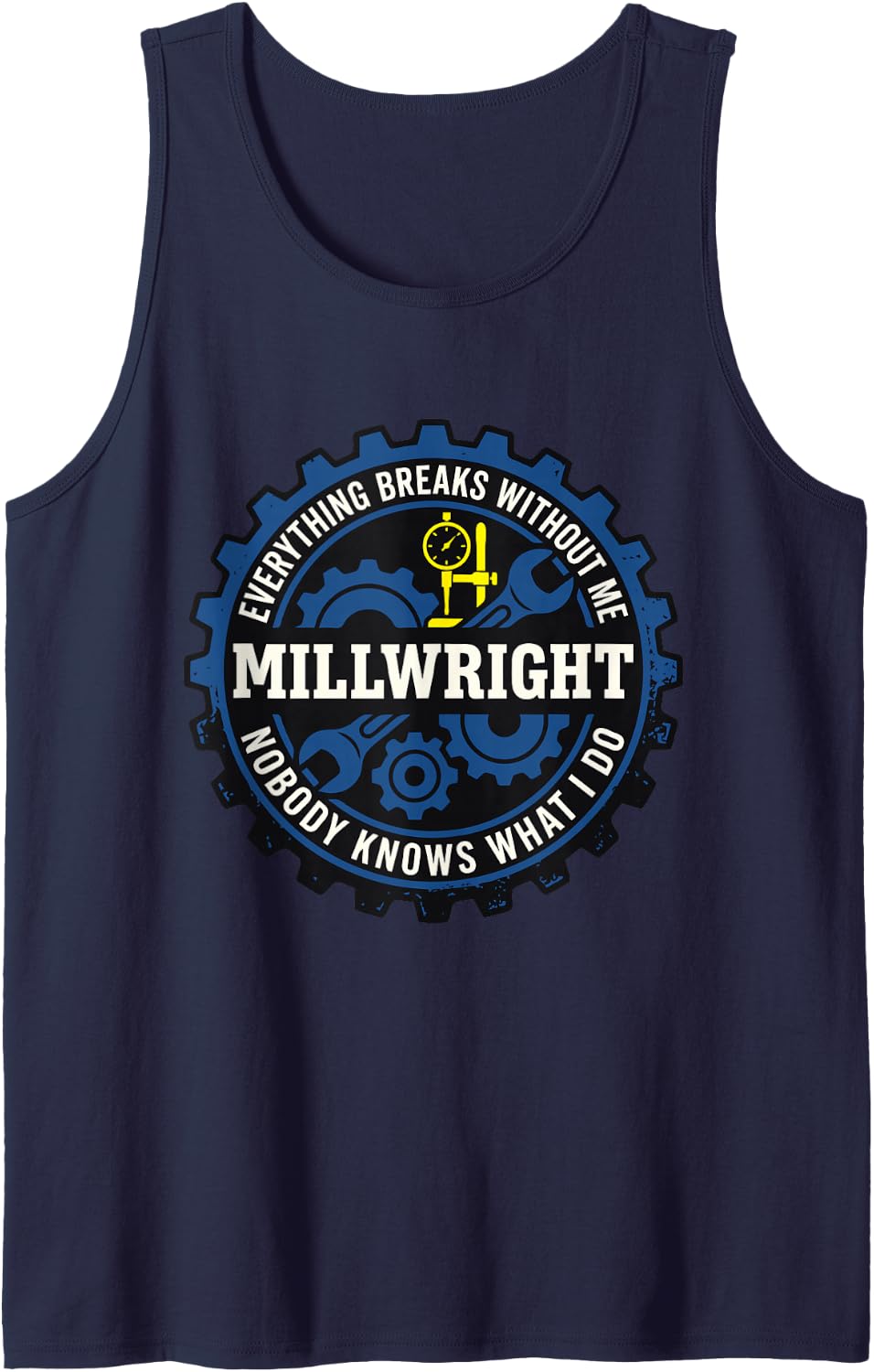 Millwright Gifts Men Industrial Maintenance Funny Sleeveless Tank Top - Navy Blue