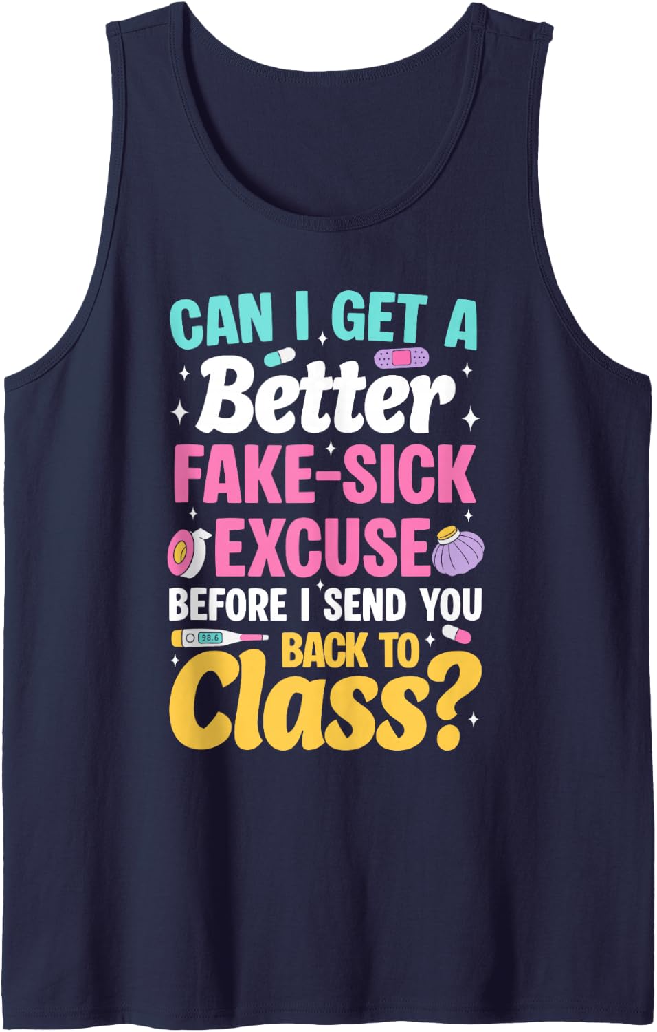Funny School Nurse Tank Top - Navy Blue