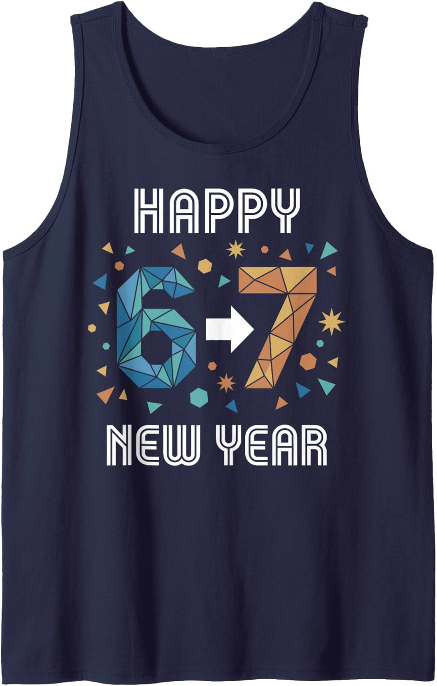 Happy New Year 6 7 Funny 2027 Sleeveless Tank Top - Navy Blue