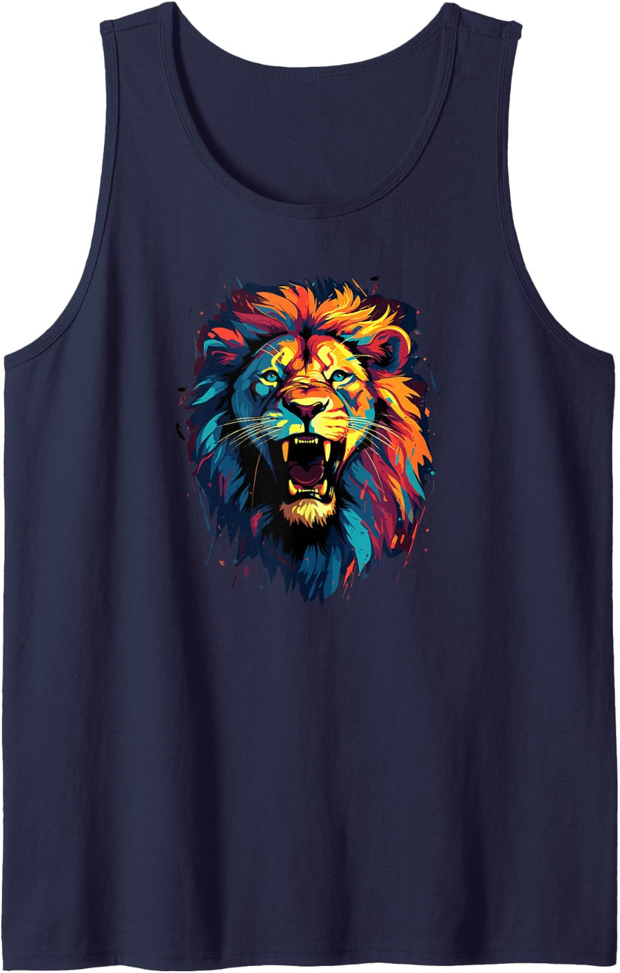 Lion Leon Print Animal Africa Lions Tank Top - Navy Blue