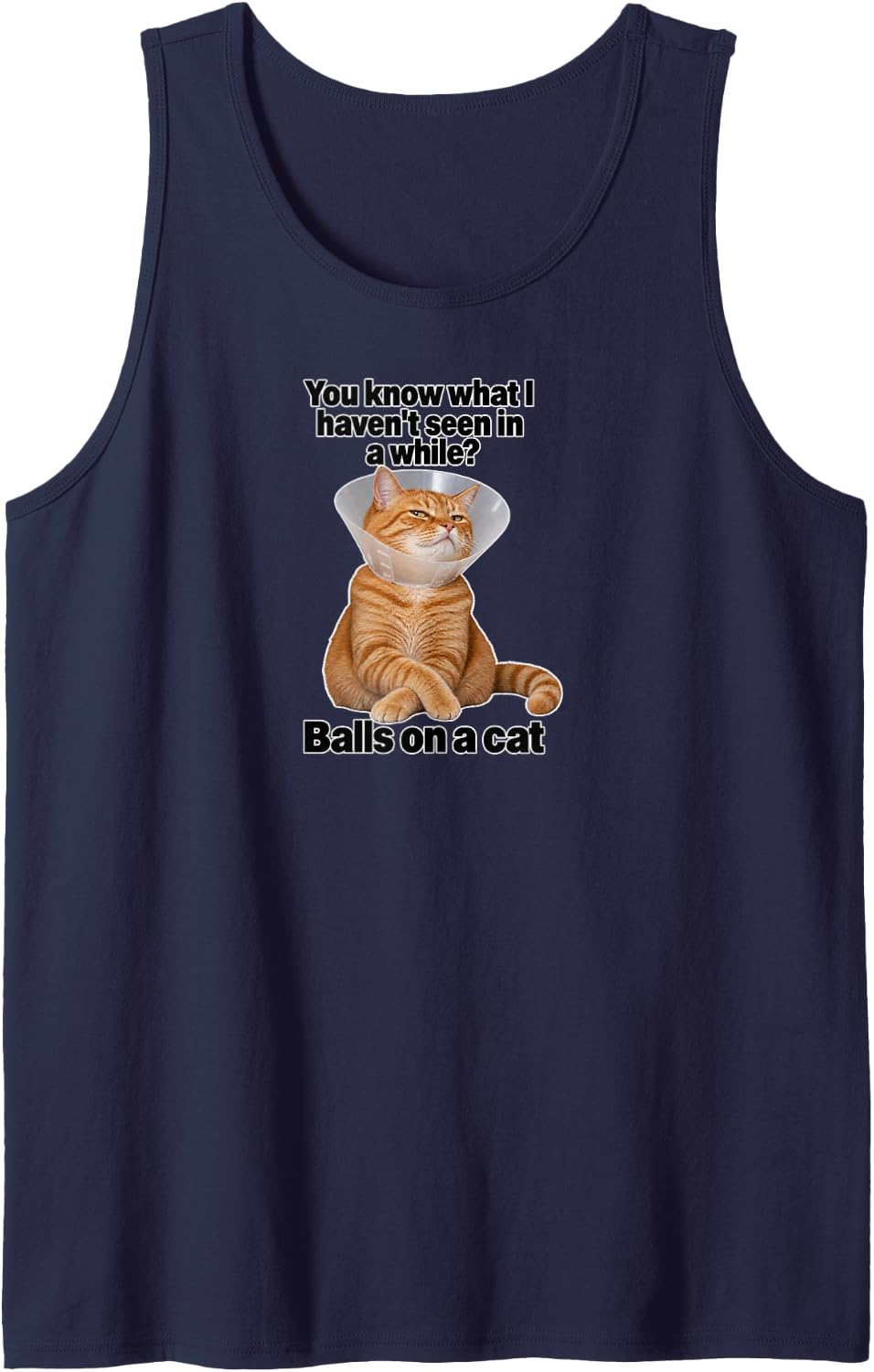 Ginger Cat Meme Sarcastic Pet Recovery Joke Sleeveless Tank Top - Navy Blue
