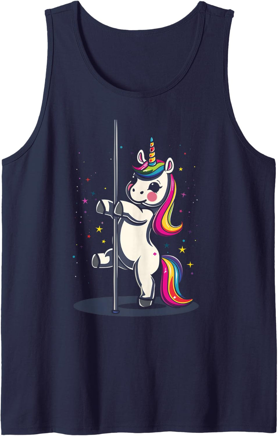 Pole Dance Dancing Unicorn Exotic Dancer Cute Tank Top - Navy Blue