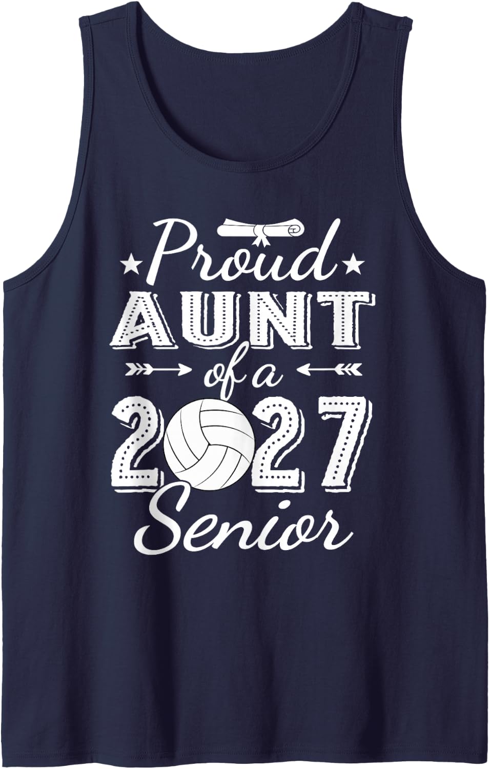 Proud Aunt of A 2027 Volleyball Senior Graduation Tank Top - Navy Blue