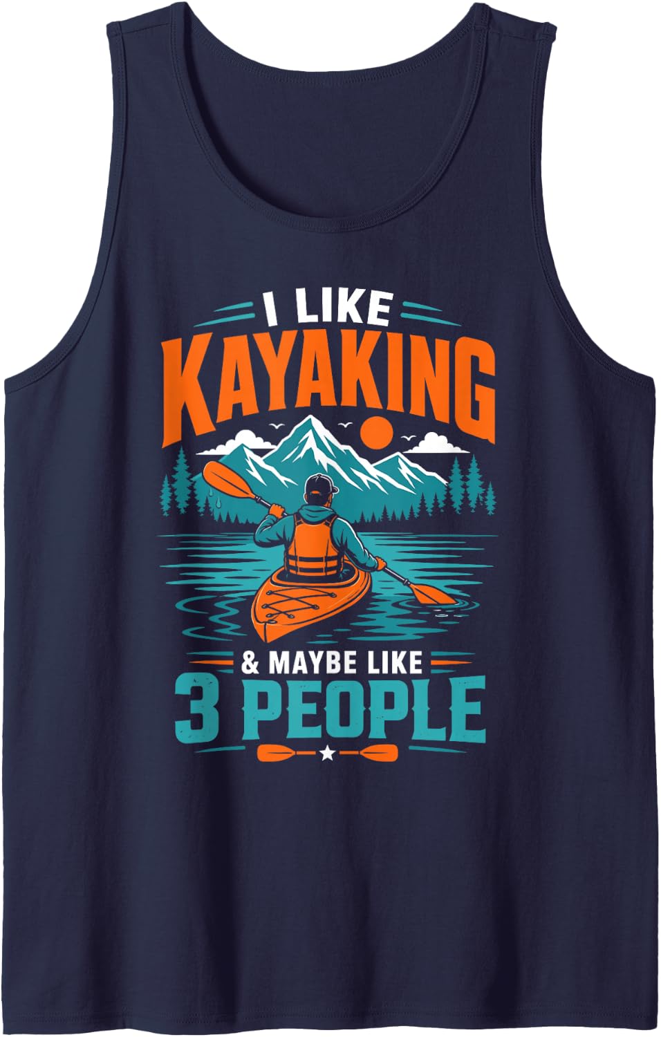 I Like Kayaking & Maybe Like 3 People Sleeveless Tank Top - Navy Blue