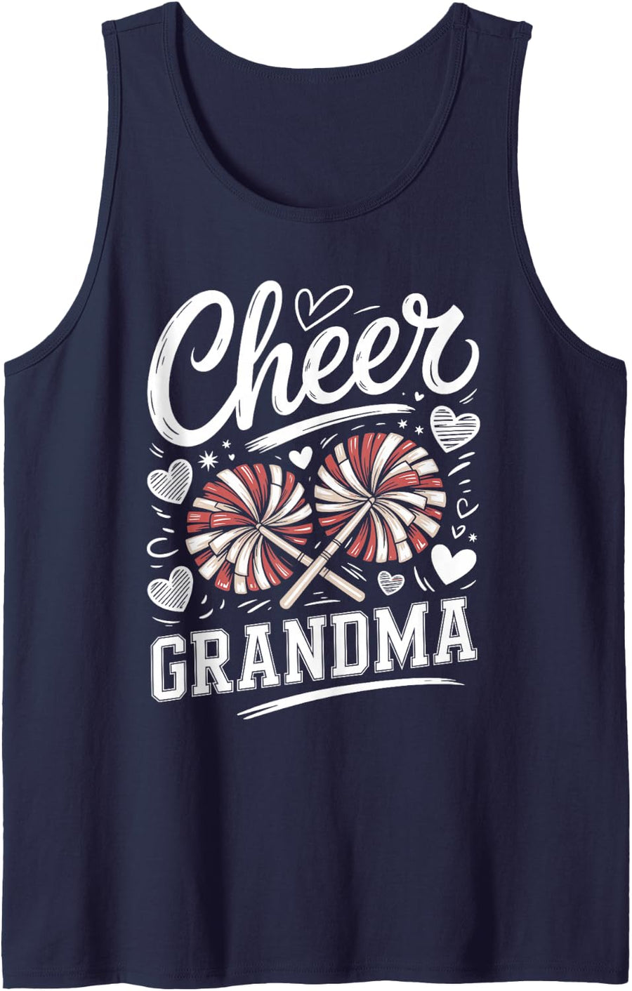 Cheer Grandma Cheerleading Grandmother Sleeveless Tank Top - Navy Blue