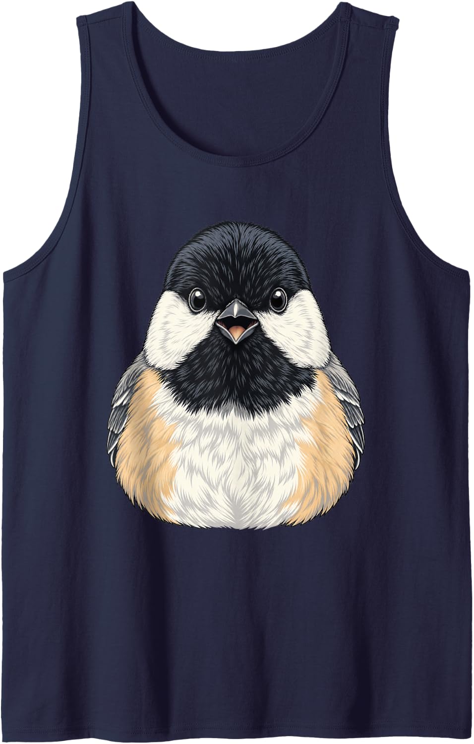 Chickadee Black Capped Bird Watching Songbird Birder Sleeveless Tank Top - Navy Blue