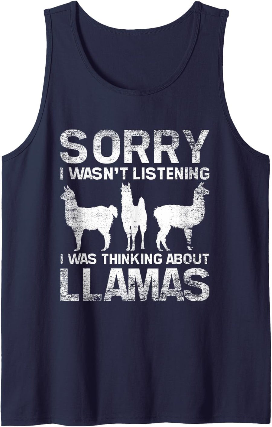 I was Thinking About Llama Costume Lover Funny Llama Tank Top - Navy Blue