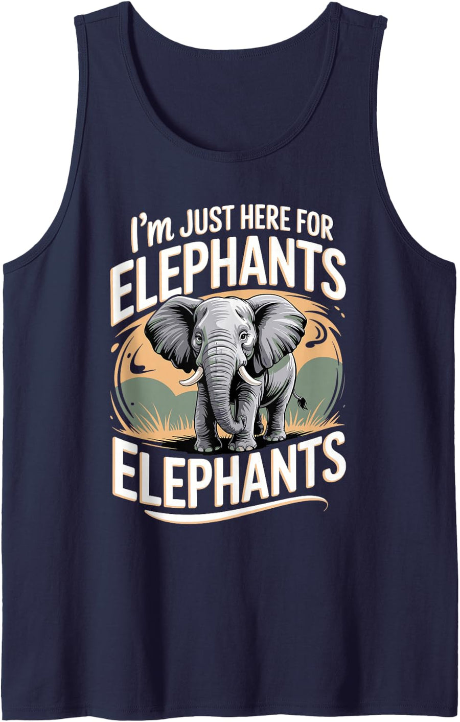 I'm Just Here for The Elephants Elephant Lover Sleeveless Tank Top - Navy Blue