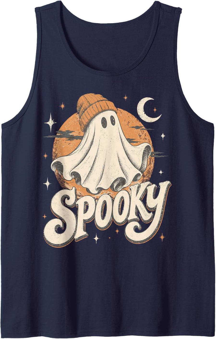 Halloween Vintage Ghost Spooky Halloween Tank Top - Navy Blue