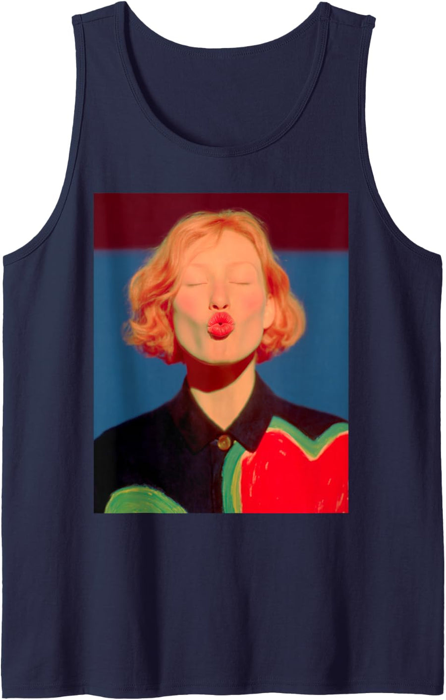 Fashion Designer Style for Women's Sleeveless Tank Top - Navy Blue