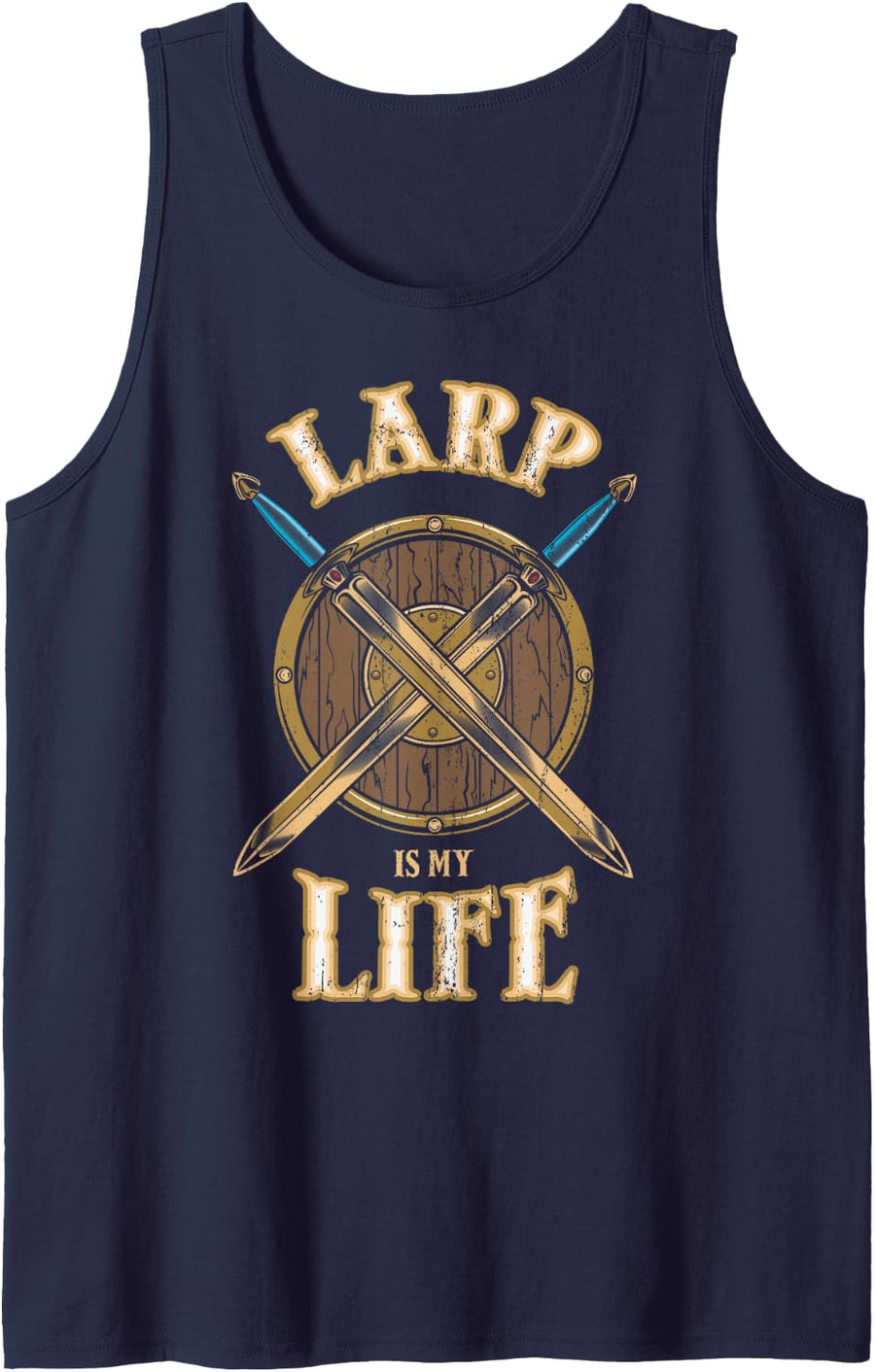 LARP is My Life, Live Action Role Play, LARP Sleeveless Tank Top - Navy Blue