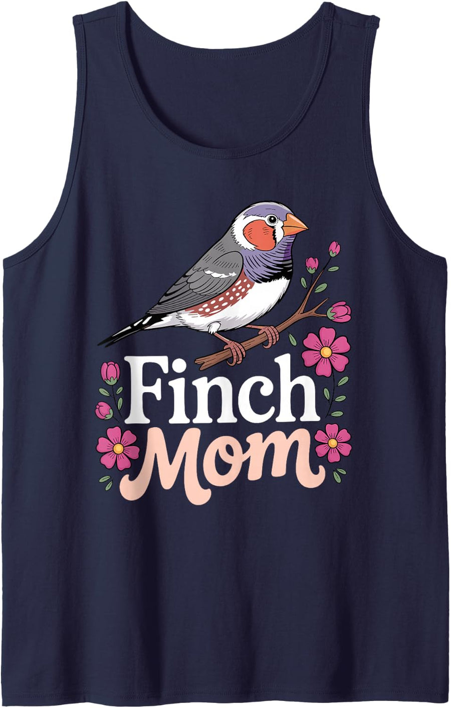 Zebra Finch Art for Women Girl Mom Bird Watching Zebra Finch Tank Top - Navy Blue