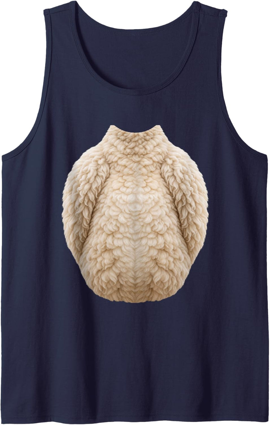 Sheep Belly Tummy Costume Realistic Woolly Sheep Body Sleeveless Tank Top - Navy Blue