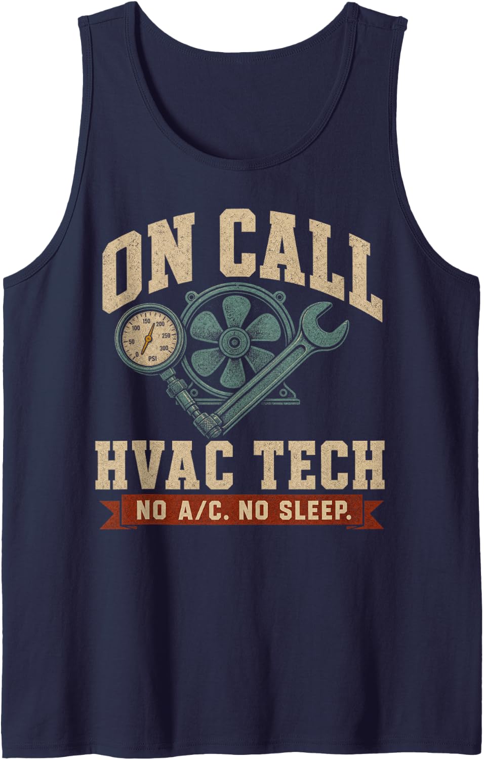 On Call HVAC Tech No A/c No Sleep Sleeveless Tank Top - Navy Blue