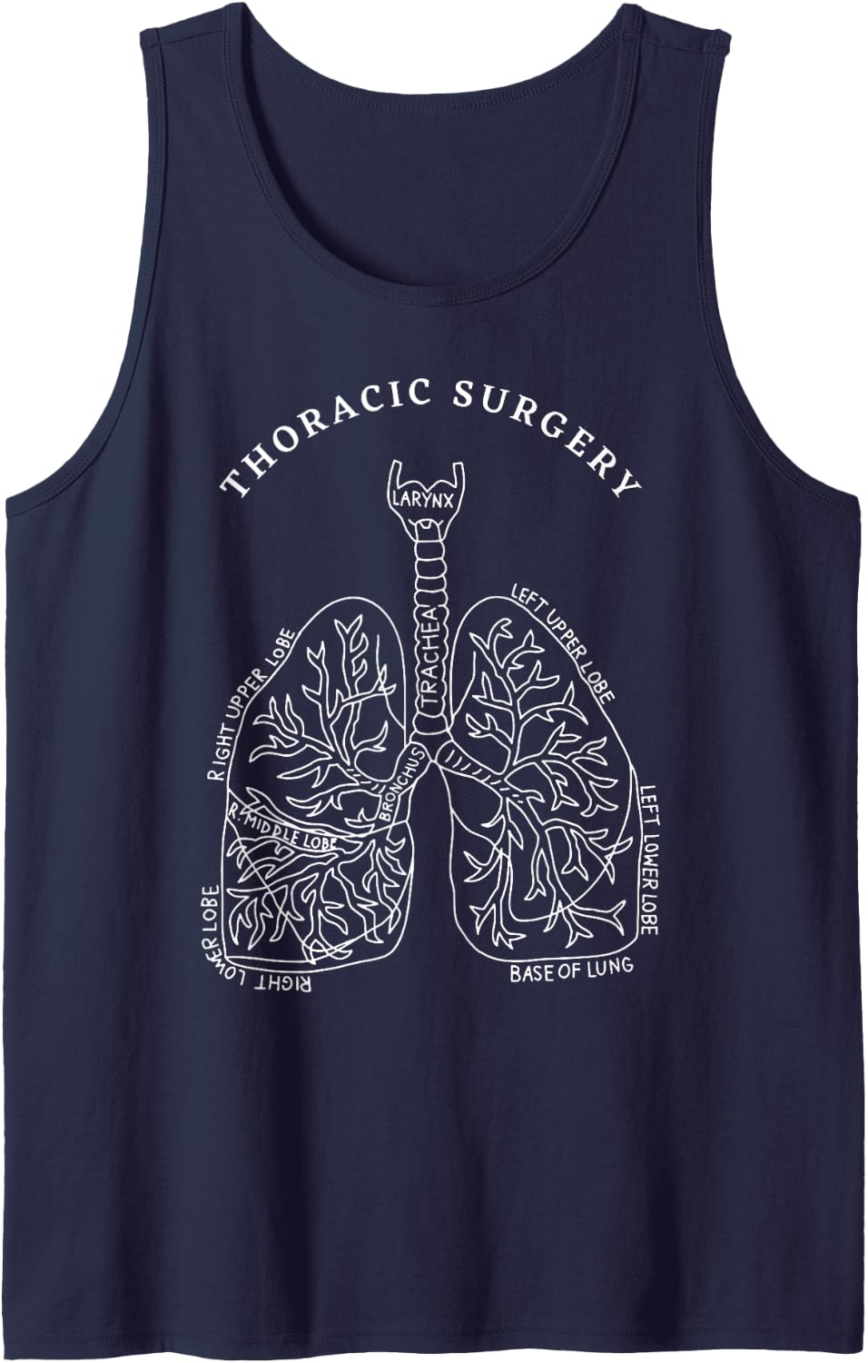 Thoracic Surgery Anatomical Lungs Thoracic Surgeon OR Nurses Sleeveless Tank Top - Navy Blue