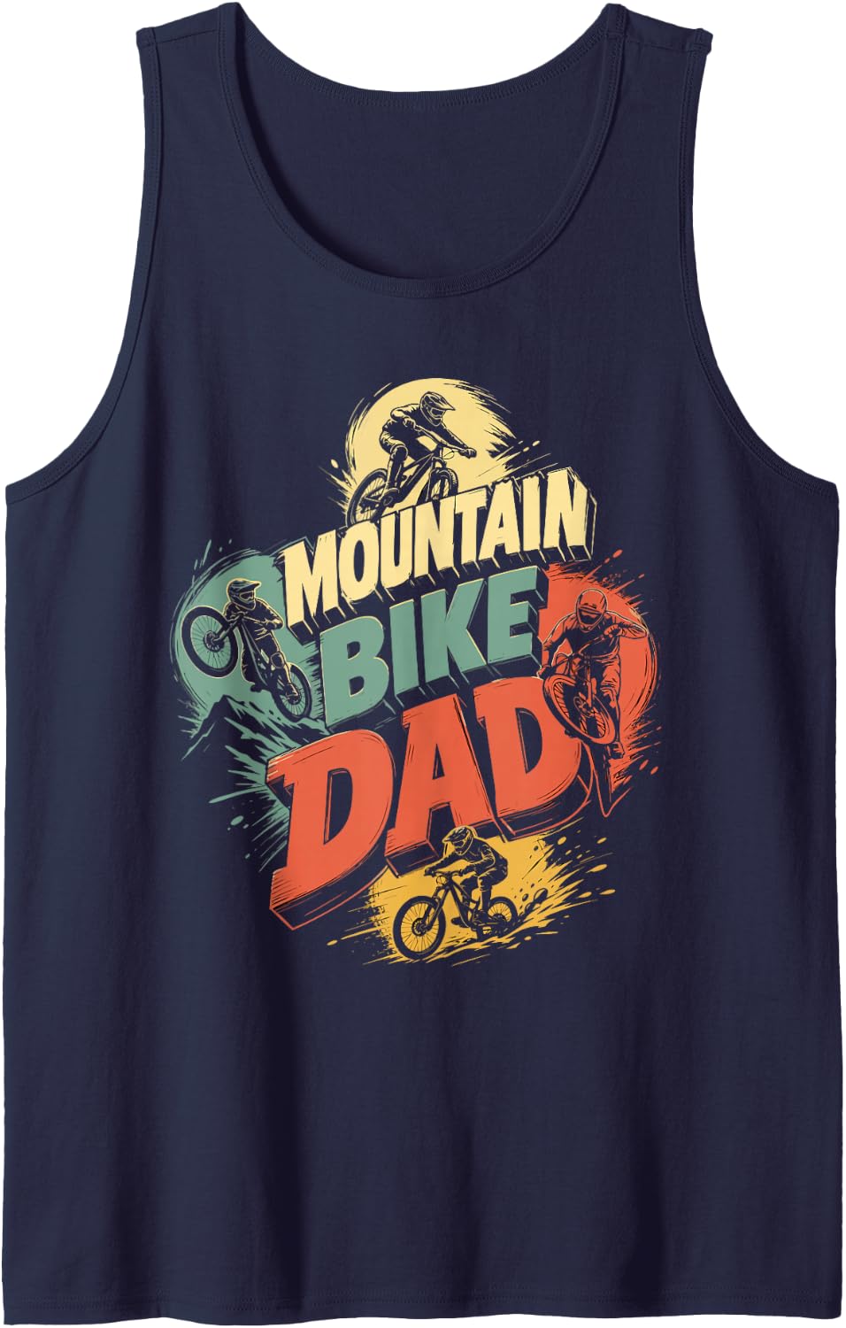 Daddy Mountain Biking DAD MTB Funny Mountain Biking Sleeveless Tank Top - Navy Blue