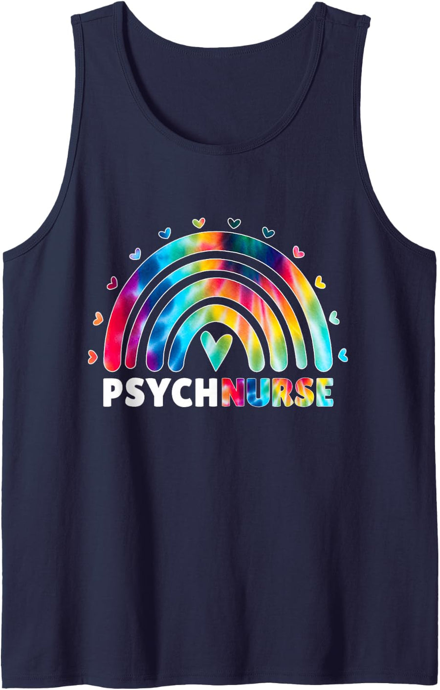 Psych Nurse Tie Dye Nursing Mental Health Psychiatric Nurse Sleeveless Tank Top - Navy Blue