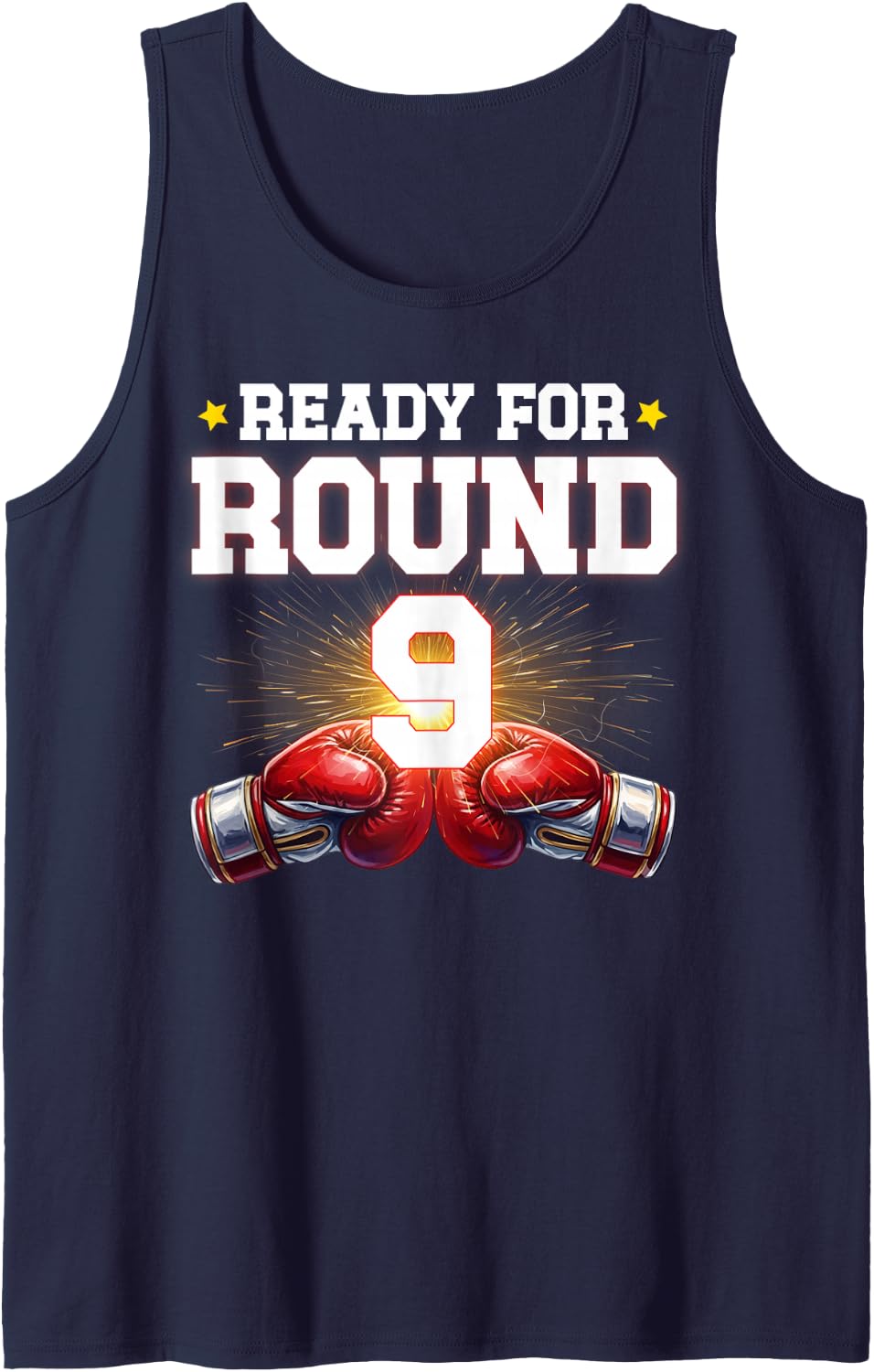 9th Boxing Birthday Party Nine Year Old Boxer Birthday Tank Top - Navy Blue
