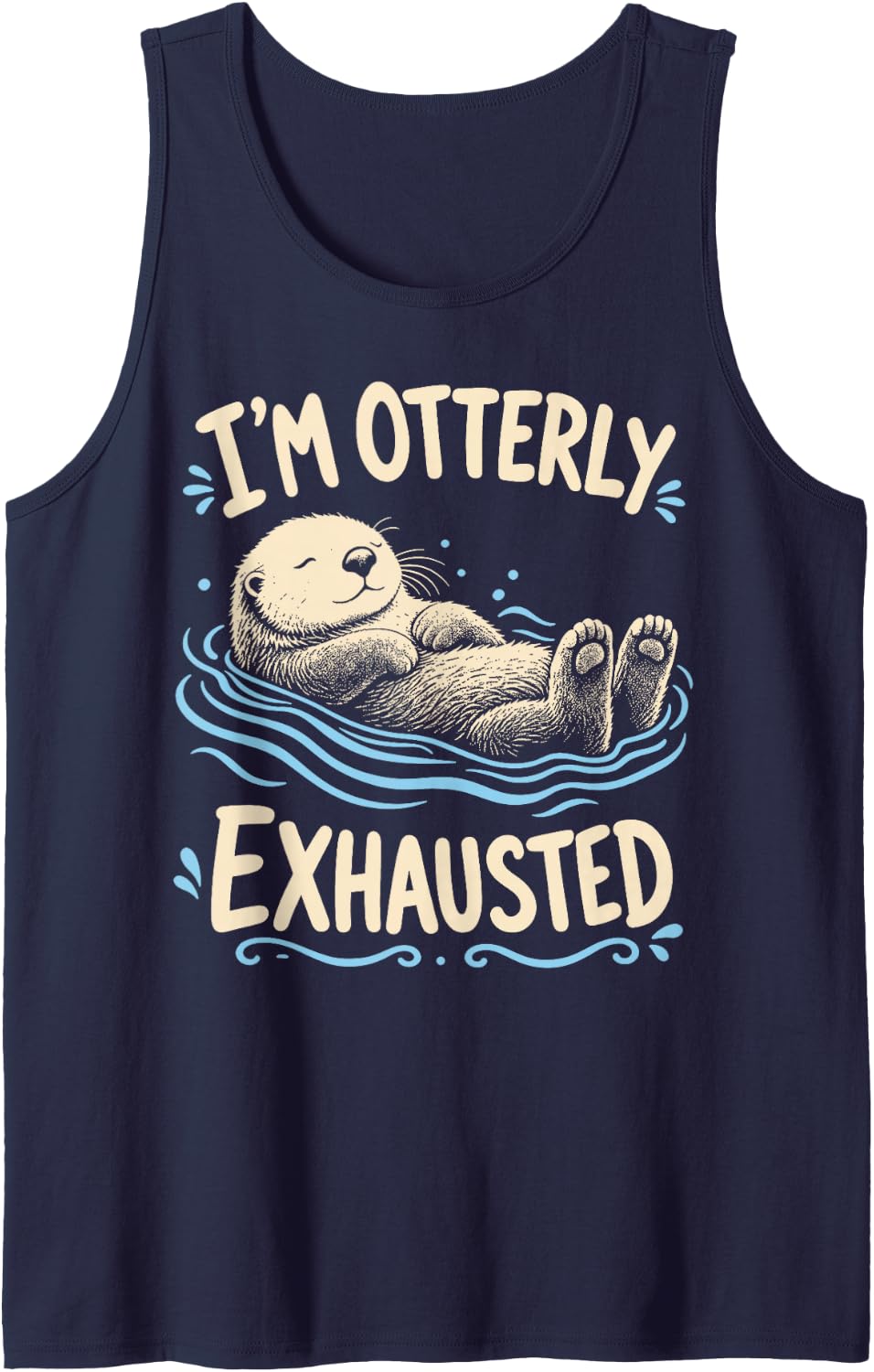 Funny Otter Lover Cute Otters Sleeveless Tank Top - Navy Blue