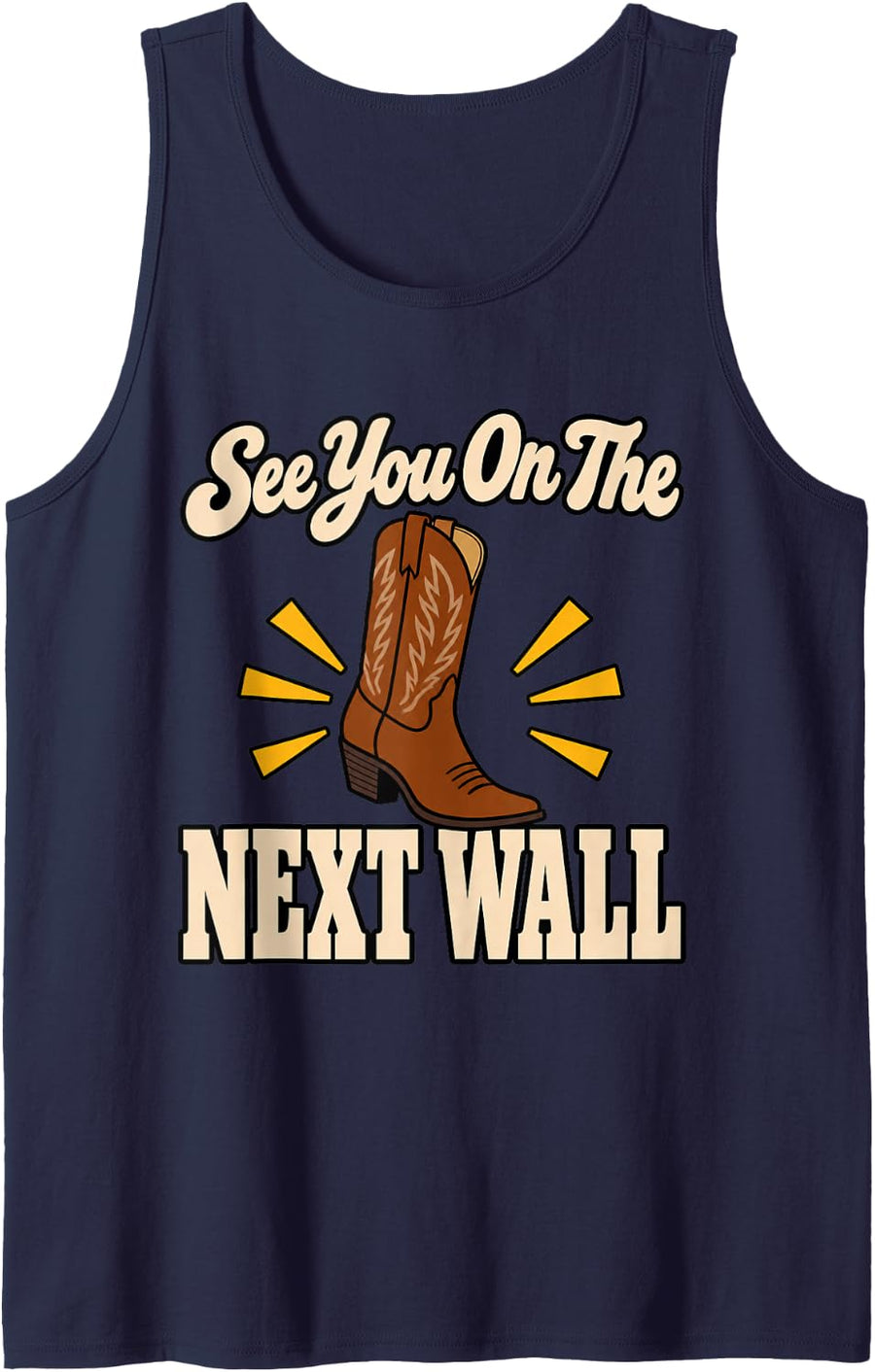 Line Dancing See You On The Next Wall Boots Dance Western Sleeveless Tank Top - Navy Blue