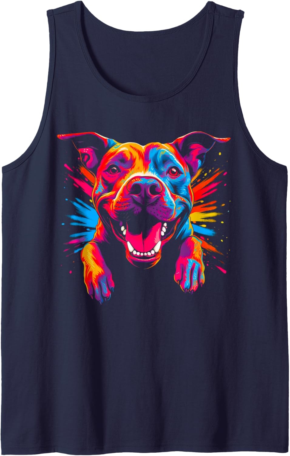 Funny Pitbull Dog Tank Top - Navy Blue