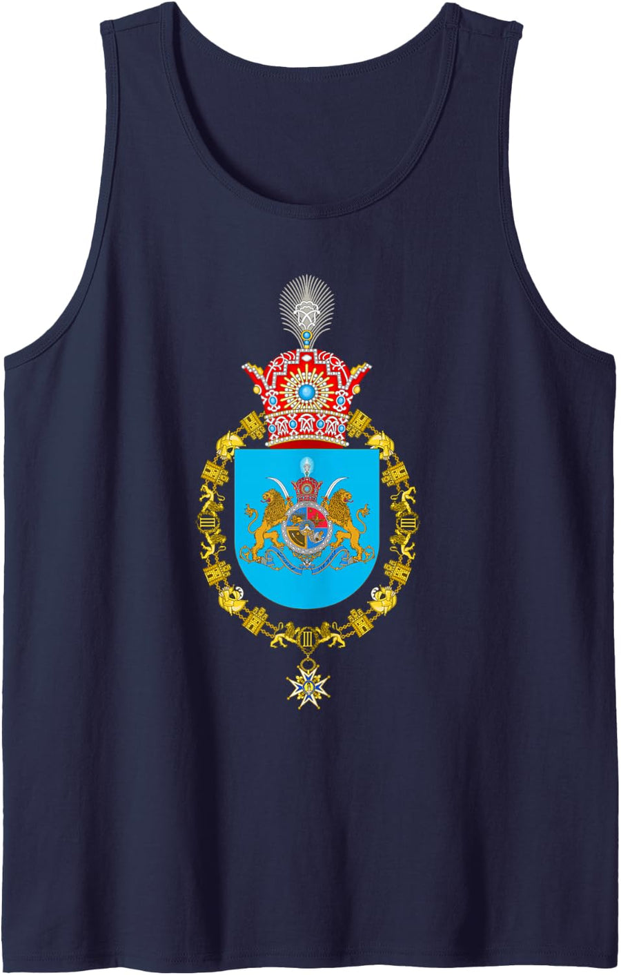 Iran Historic Royal Coat of Arms Persian Lion and Sun Crest Tank Top - Navy Blue