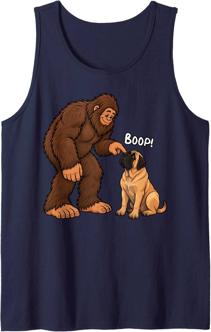 Bigfoot Boop Mastiff Funny Dog Lover Sleeveless Tank Top - Navy Blue