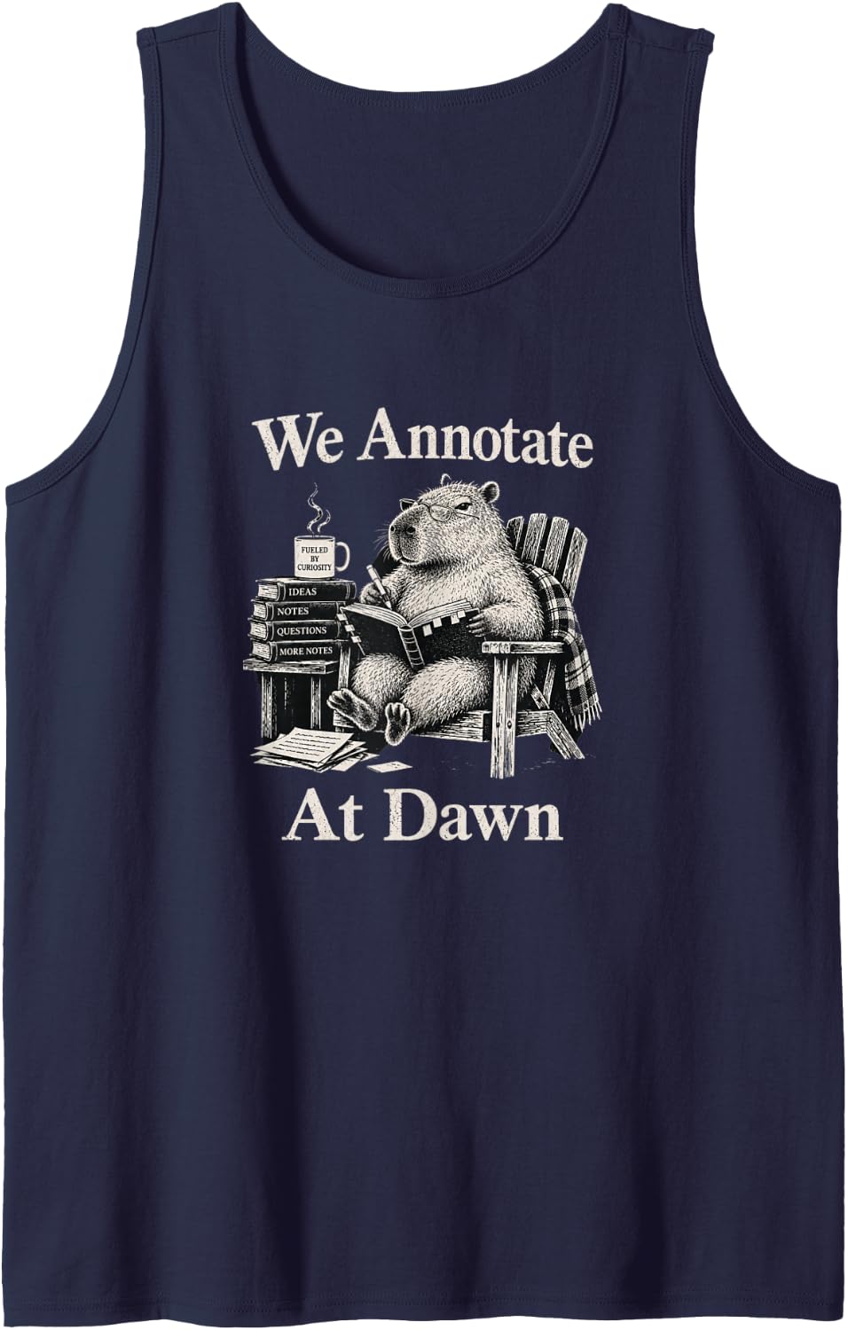 We Annotate At Dawn English Teacher Frog Back to School Book Sleeveless Tank Top - Navy Blue