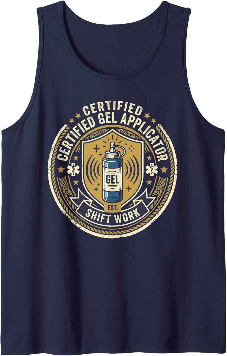 Certified Gel Applicator Ultrasound Sonographer Sleeveless Tank Top - Navy Blue
