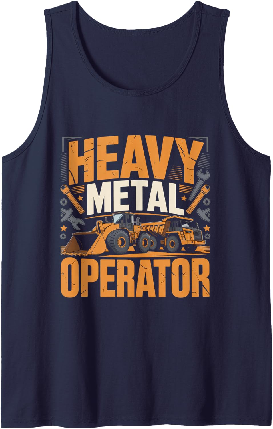 Heavy Metal Operator Excavator Loader Crew Tank Top - Navy Blue