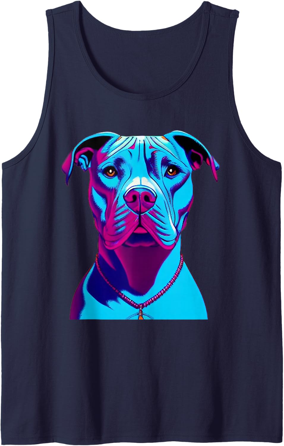 Blue Pitbull Amstaff Design Tank Top - Navy Blue