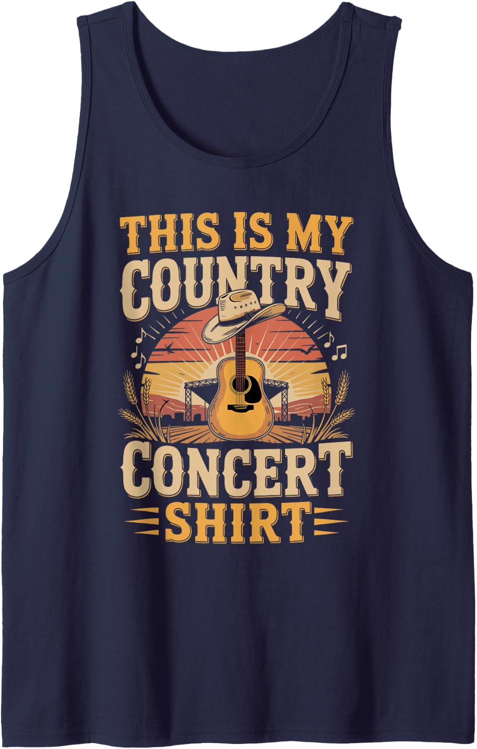 This is My Country Concert Sleeveless Tank Top - Navy Blue