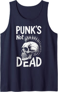 Punk Rock Music Skull Punks Not Dead Gift Rocker Sleeveless Tank Top - Navy Blue