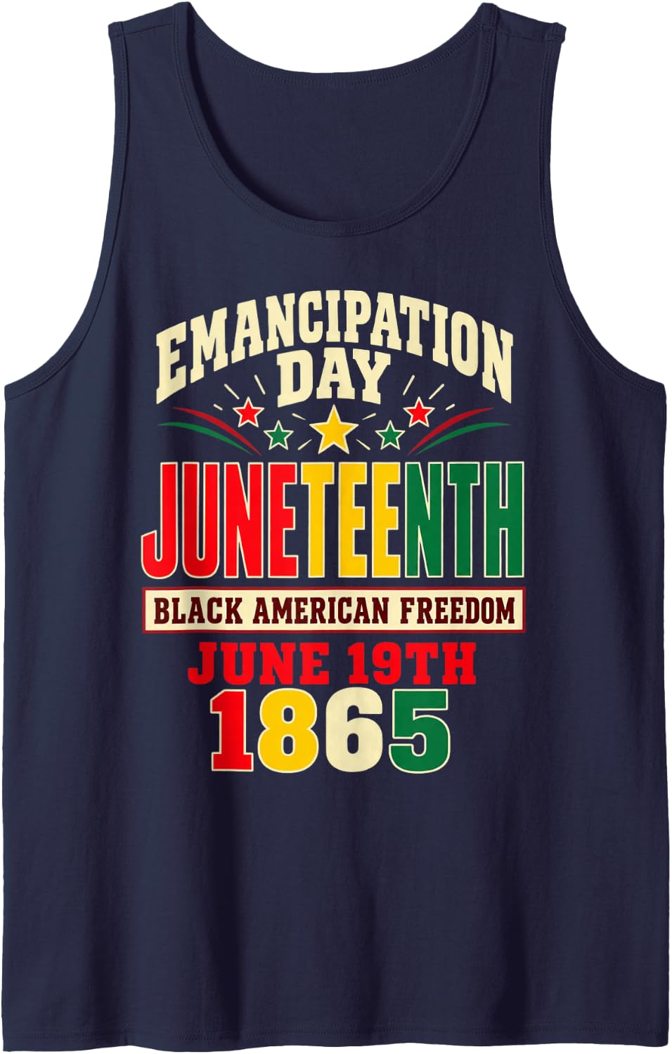 Juneteenth Emancipation Day 1865 Freedom Star Sleeveless Tank Top - Navy Blue