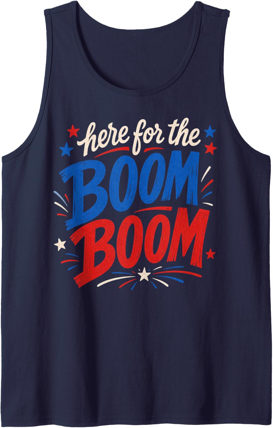 Here for The Boom Boom Patriotic Graphic Design Tank Top - Navy Blue
