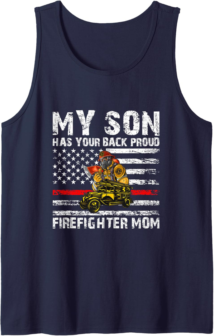 Firefighter Mom Fire Fighter Women Fireman Girl Sleeveless Tank Top - Navy Blue