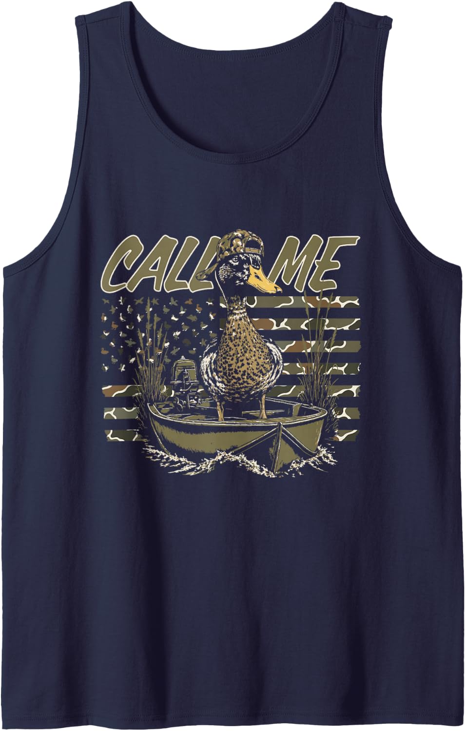 Call Me Funny Duck Hunting Mallard Tank Top - Navy Blue