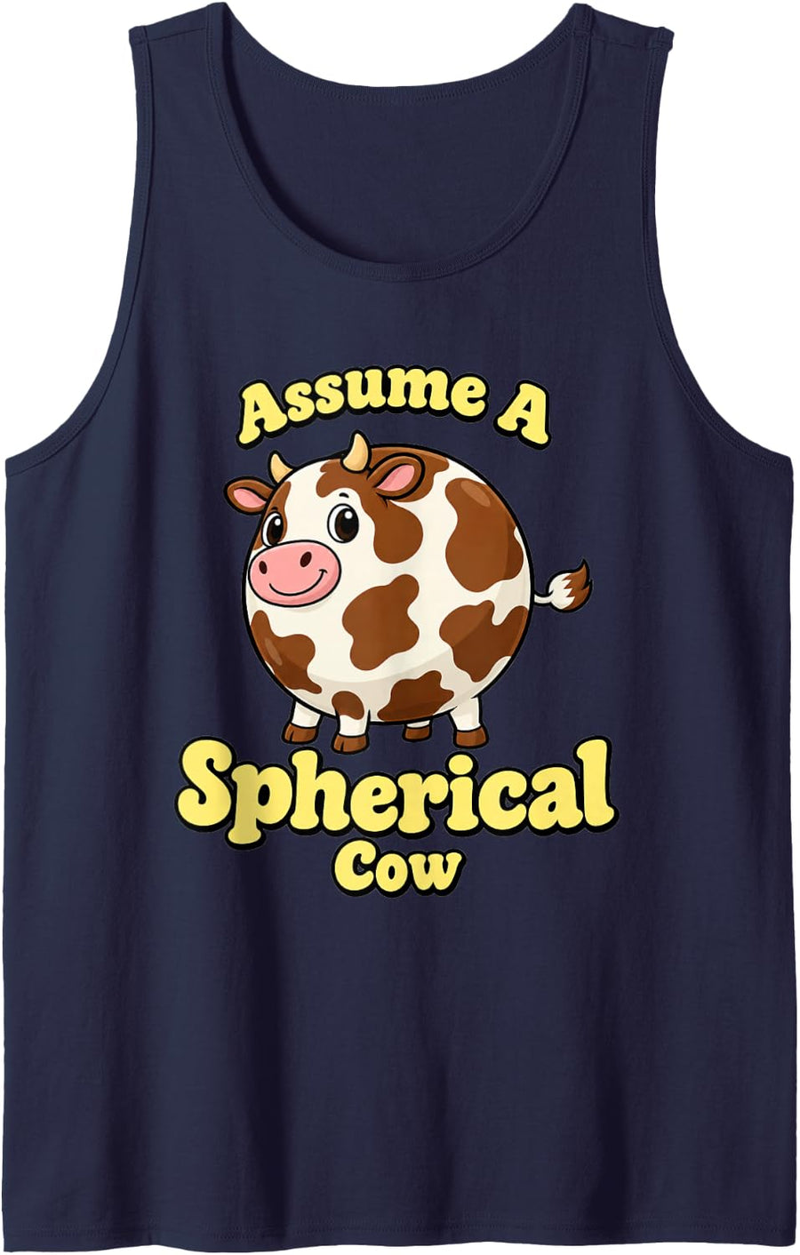 Physics Assume A Spherical Cow Funny Science Sleeveless Tank Top - Navy Blue