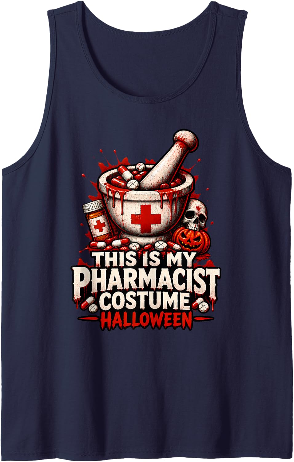 This is My Pharmacist Costume Halloween Pharmacist Costume Sleeveless Tank Top - Navy Blue