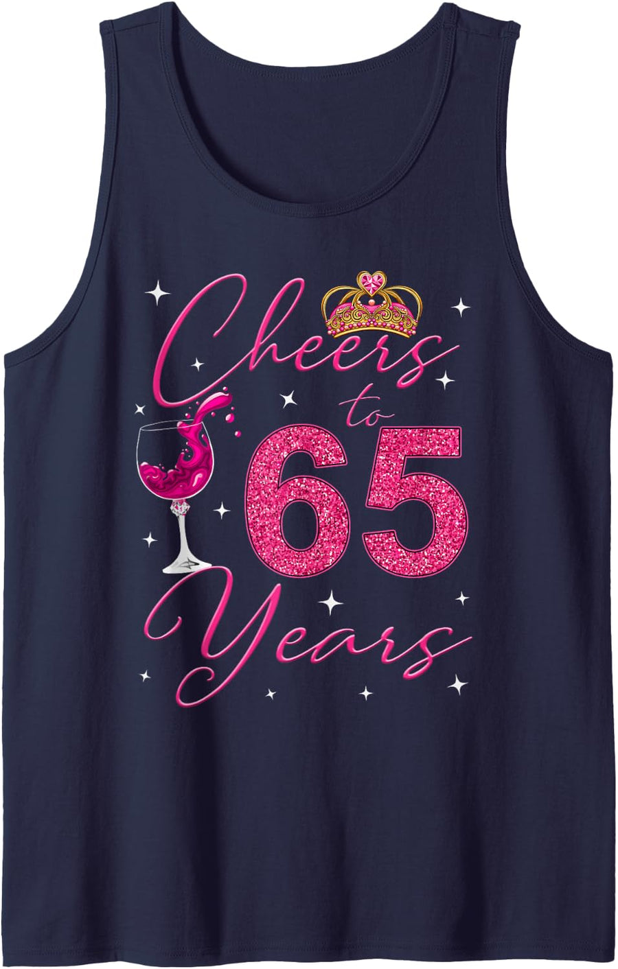 Cheers to 65 Years Old It's My 65th Birthday Women Sleeveless Tank Top - Navy Blue