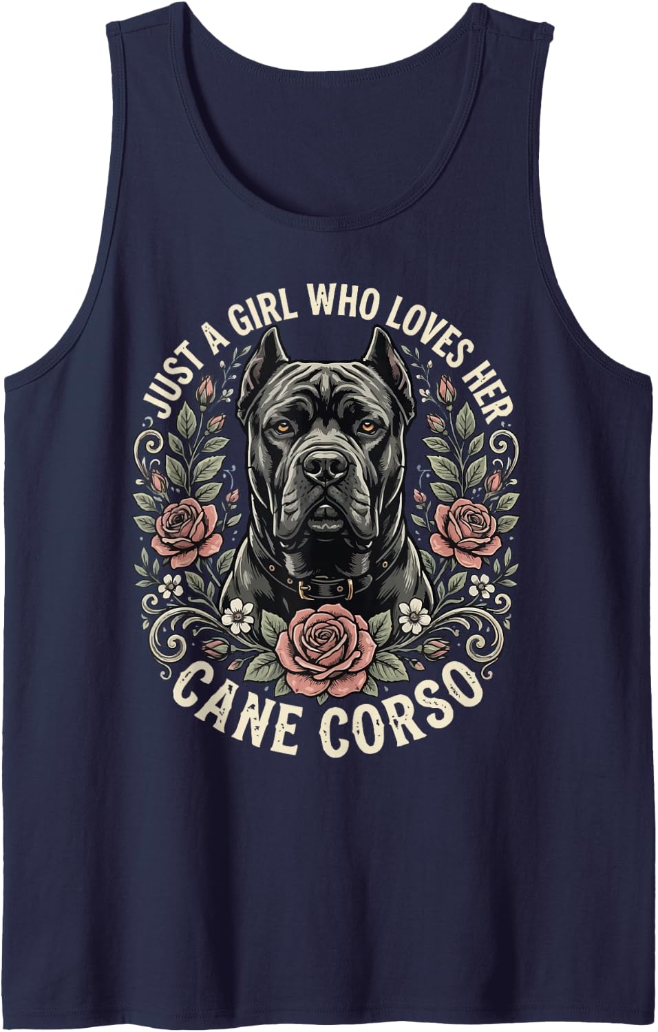 Just A Girl Who Loves Her Cane Corso Sleeveless Tank Top - Navy Blue