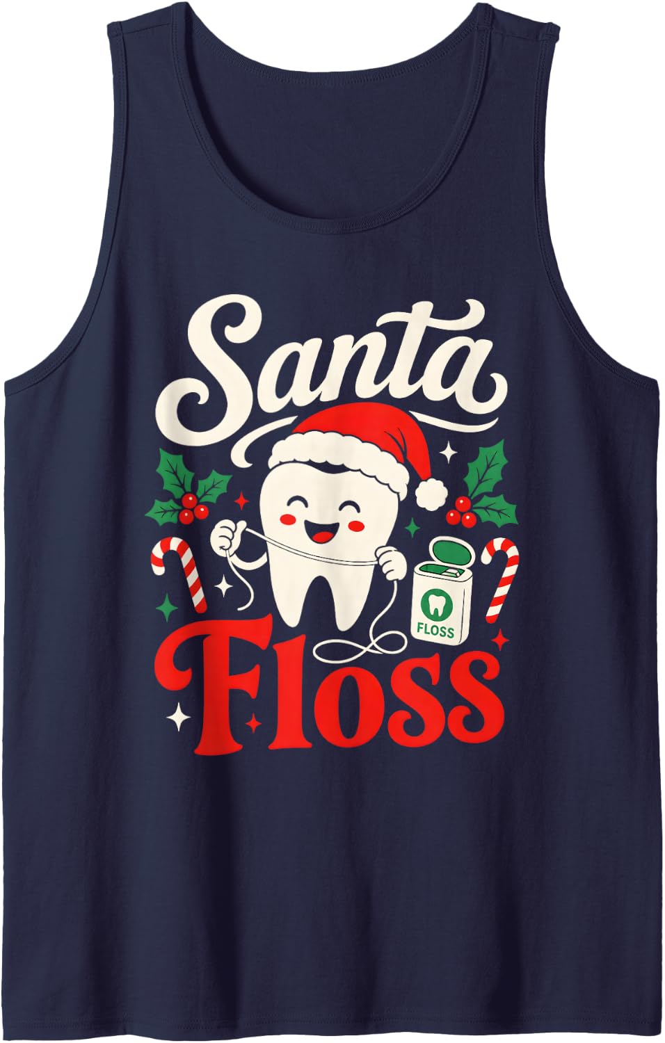Dentist Christmas Dental Office Hygienist Assistant Tank Top - Navy Blue