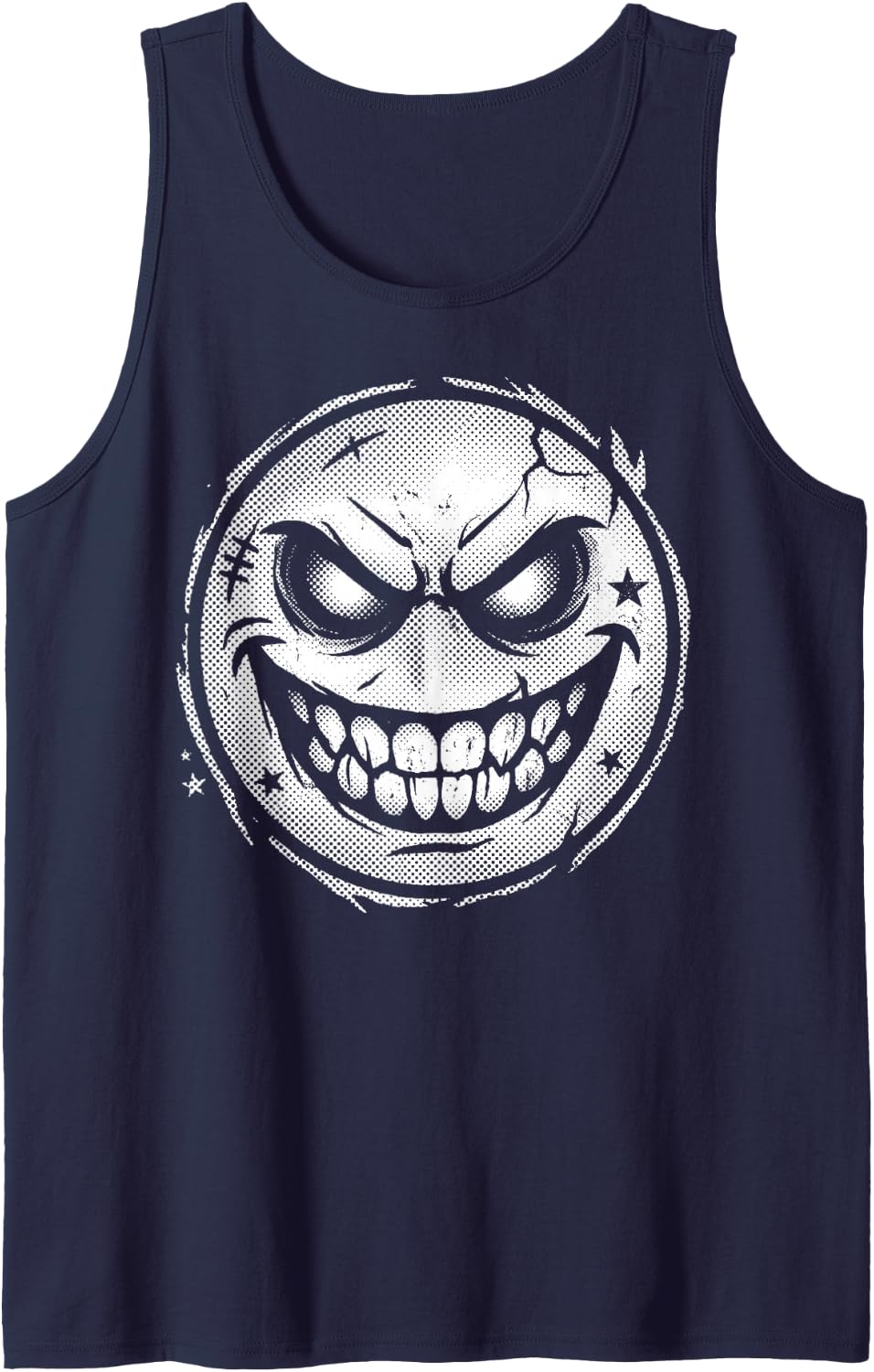 Evil Smile Skater Skating Grunge Y2k Sleeveless Tank Top - Navy Blue