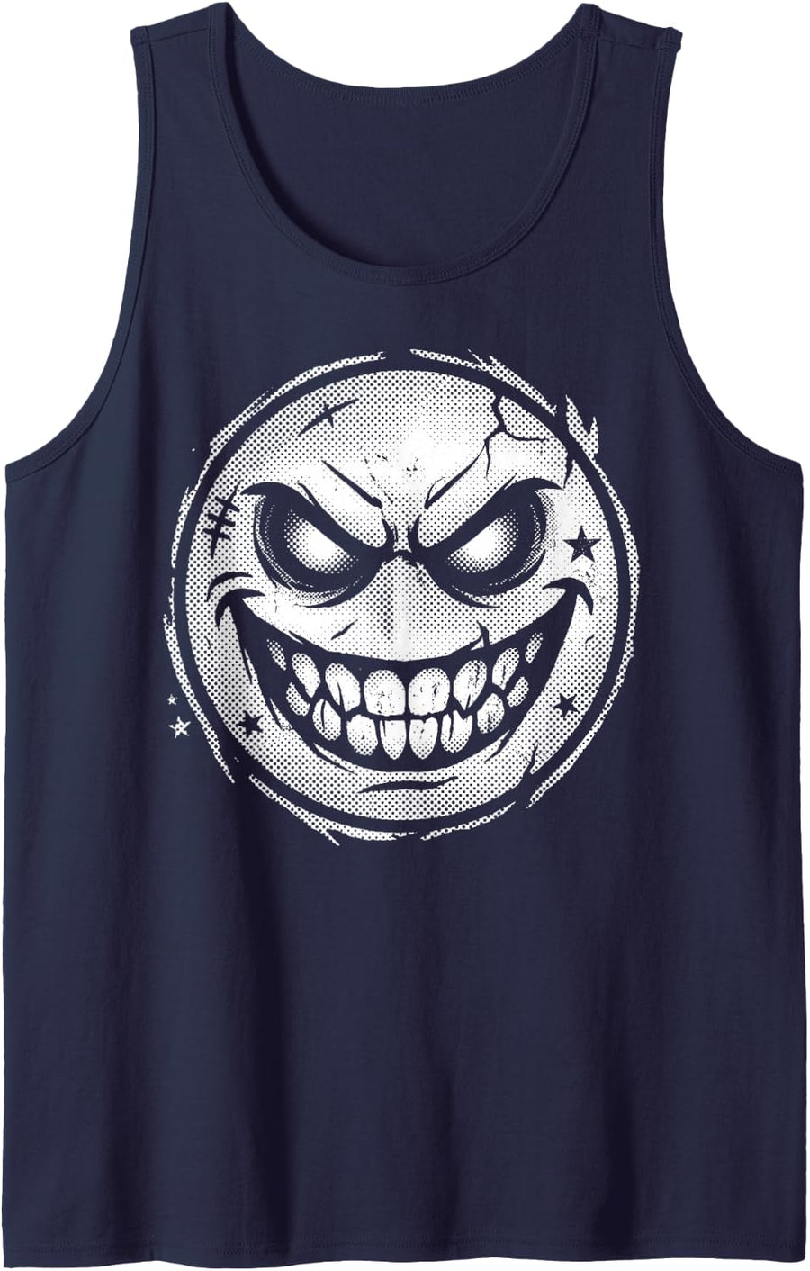 Evil Smile Skater Skating Grunge Y2k Sleeveless Tank Top - Navy Blue