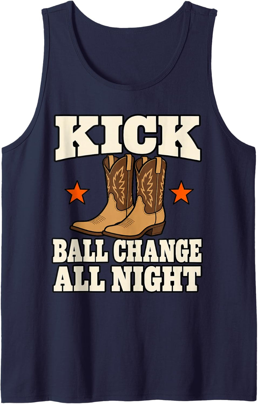 Line Dancing Kick Ball Change All Night Boots Country Dance Sleeveless Tank Top - Navy Blue