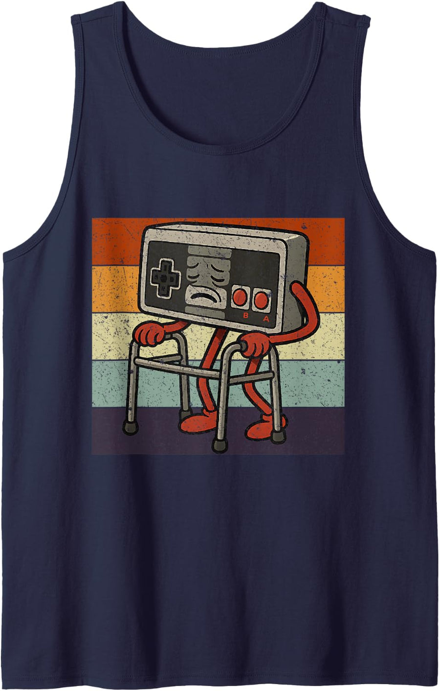 Funny Old Gamer Gaming Retro 80s 90s Video Game Old Gamer Sleeveless Tank Top - Navy Blue